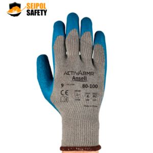 GUANTE POWER FLEX HILO GRIS PALMA LATEX AZUL 80-100 ANSELL